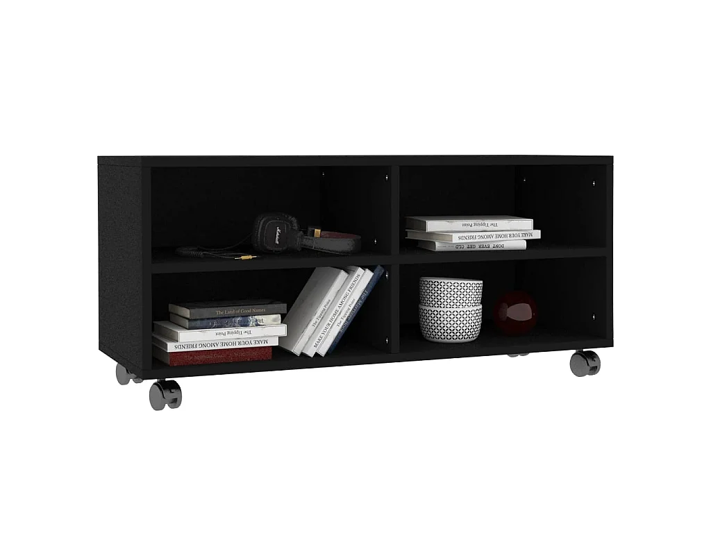 Mobile TV | Armadietto TV con Ruote Nero 90x35x35 cm in Legno Multistrato