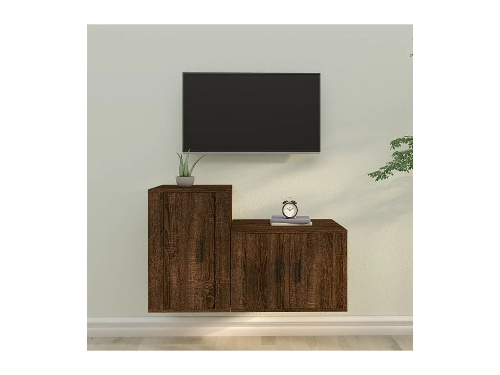 Ensemble de meubles TV 2 pcs Chêne marron Bois d'ingénierie BE13980