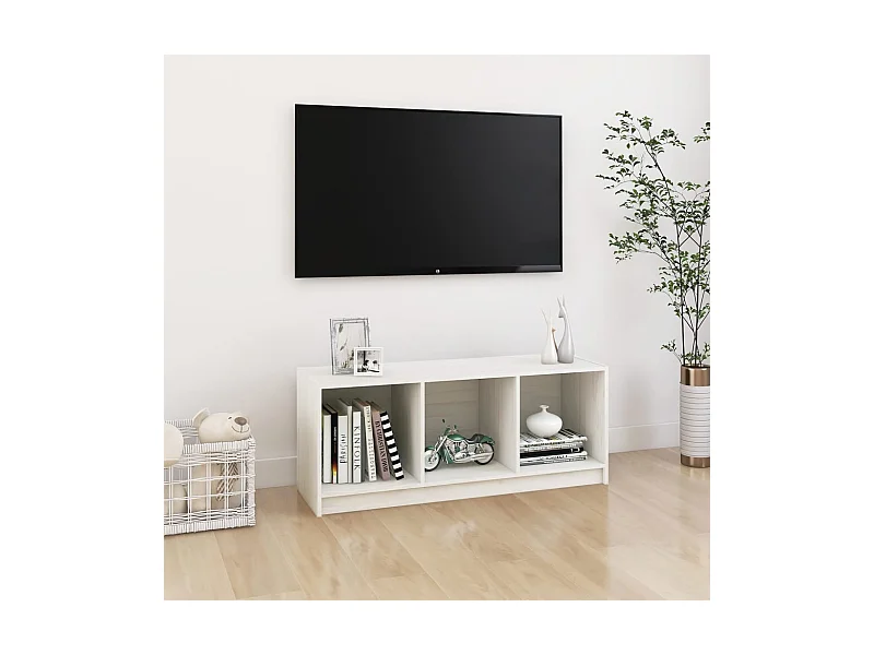 TV-Schrank,TV-Möbel Weiß 104x33x41 cm Massivholz Kiefer -gkd738988
