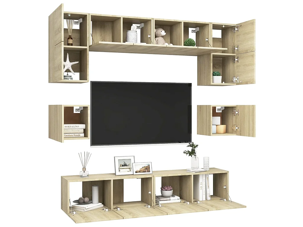 Set di Mobili TV | Armadietti TV 8 pz Rovere Sonoma in Legno Multistrato