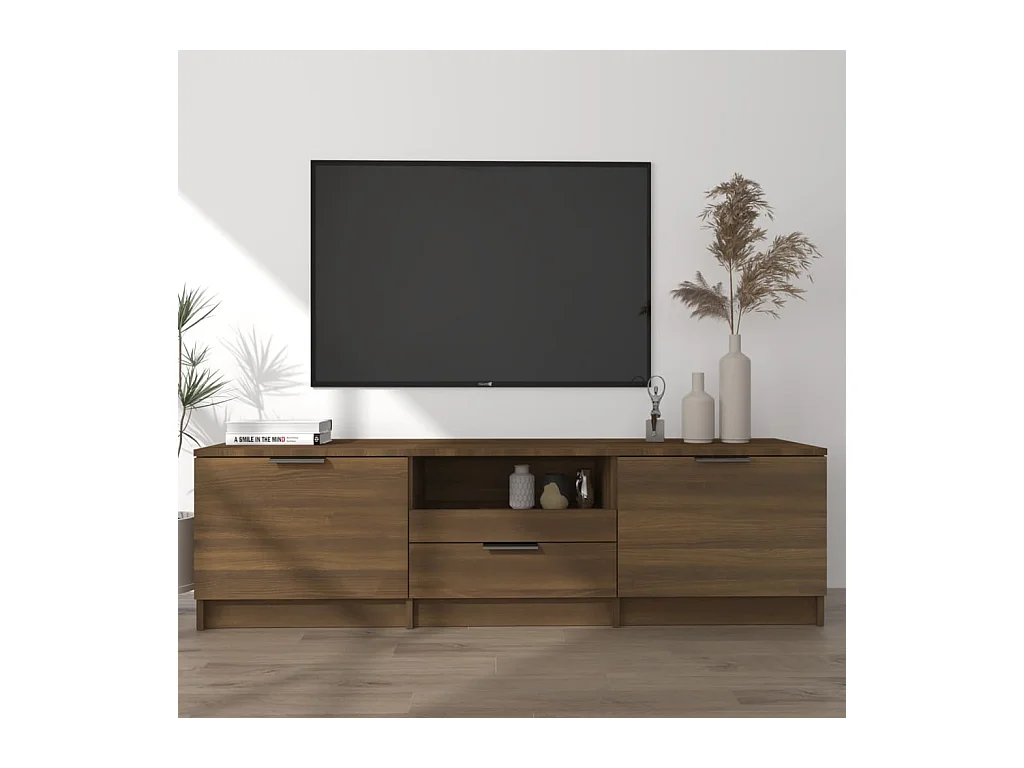Tv-meubel 140x35x40 cm bewerkt hout bruin eikenkleur NL61337
