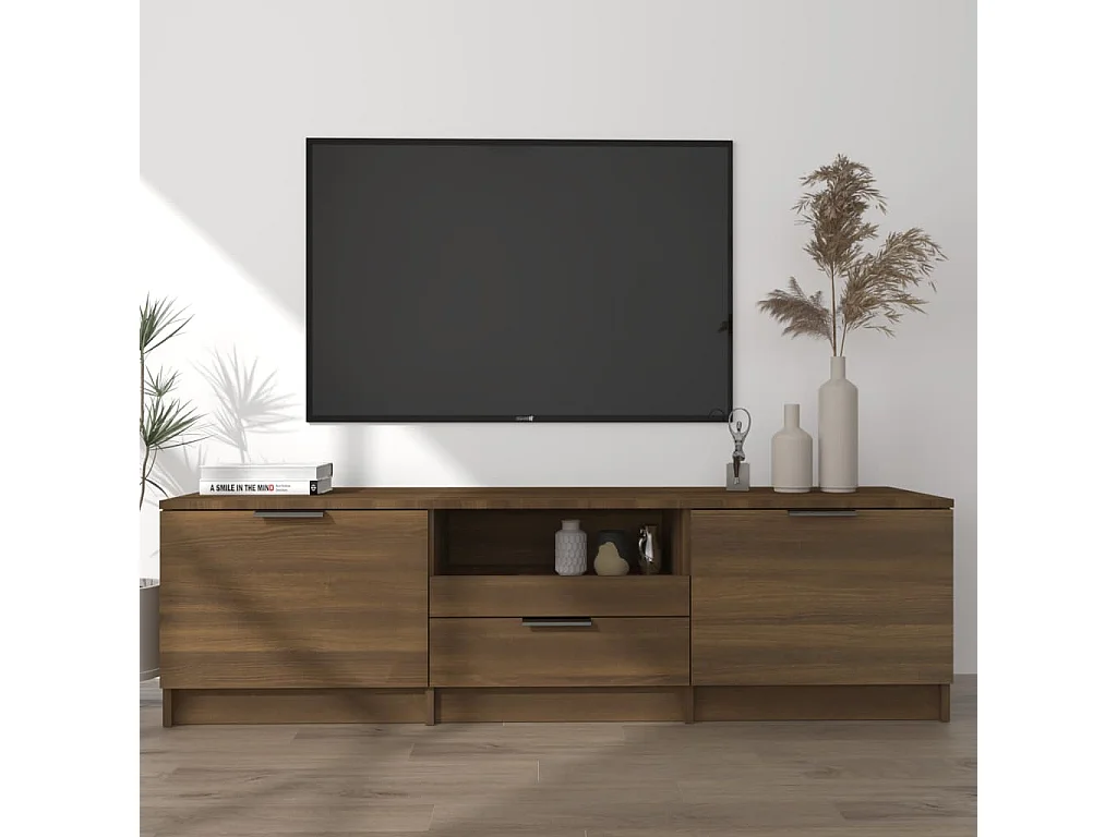 Meuble TV Chêne marron 140x35x40 cm Bois d'ingénierie BE70886