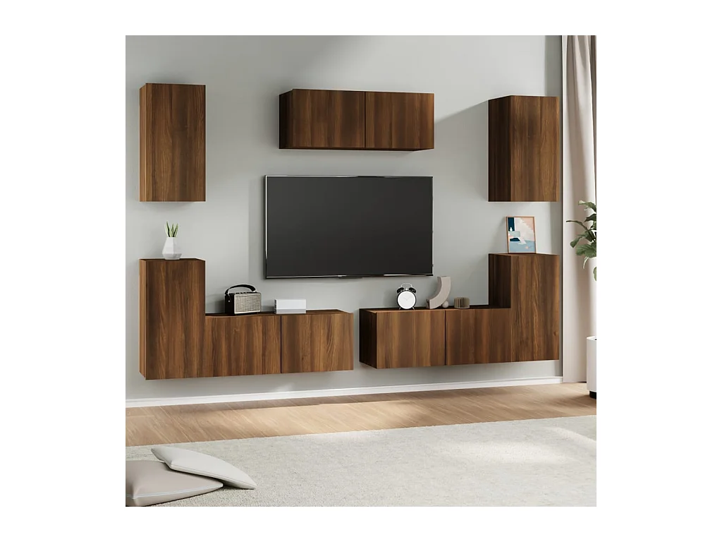 Ensemble de meubles TV 7 pcs Chêne marron Bois d'ingénierie BE32356