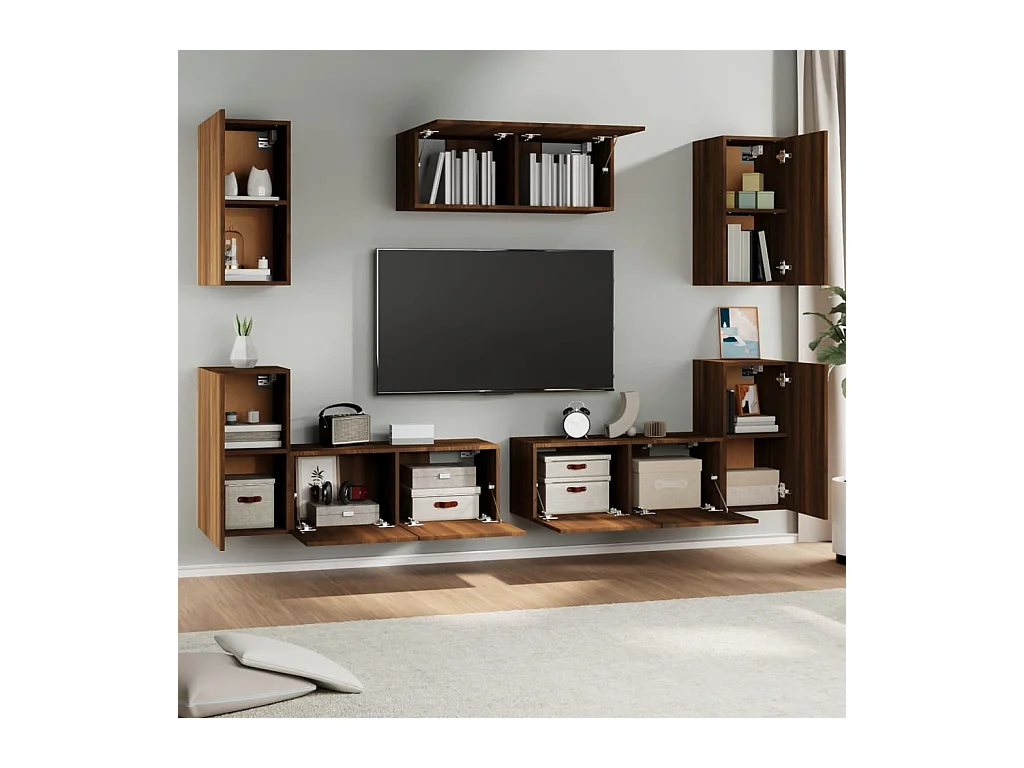 Ensemble de meubles TV 7 pcs Chêne marron Bois d'ingénierie BE32356