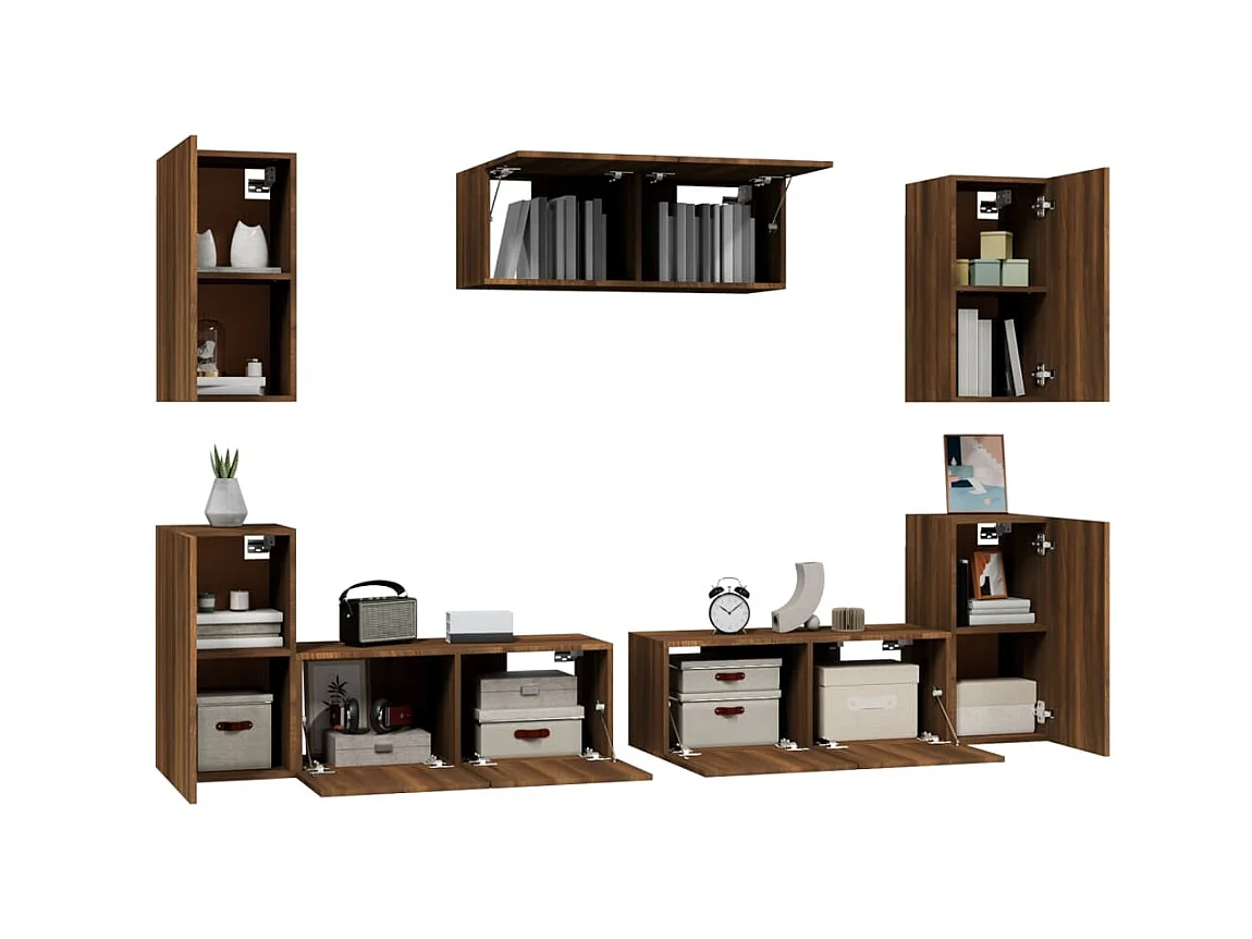 Ensemble de meubles TV 7 pcs Chêne marron Bois d'ingénierie BE32356