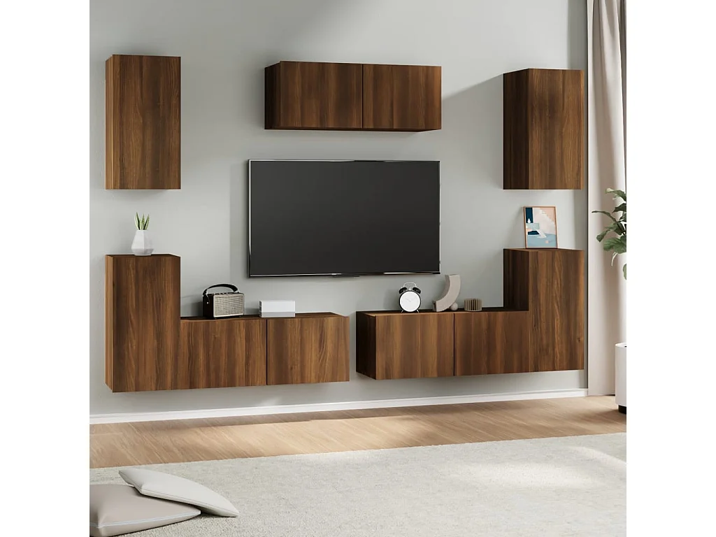Ensemble de meubles TV 7 pcs Chêne marron Bois d'ingénierie BE32356