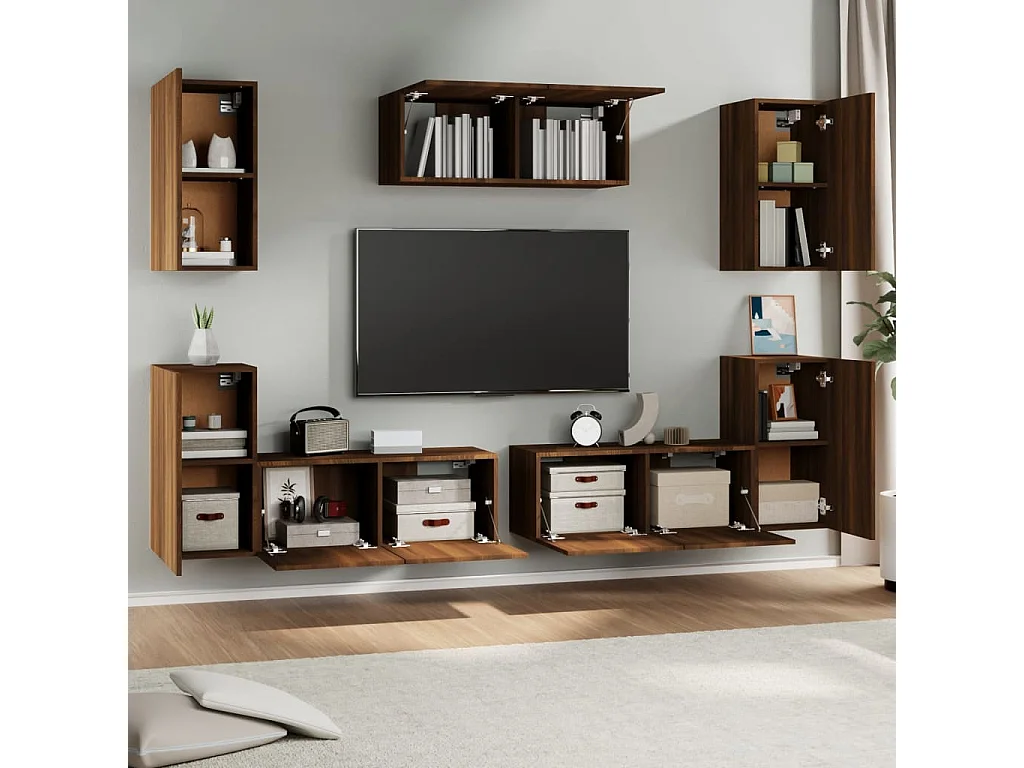Ensemble de meubles TV 7 pcs Chêne marron Bois d'ingénierie BE32356