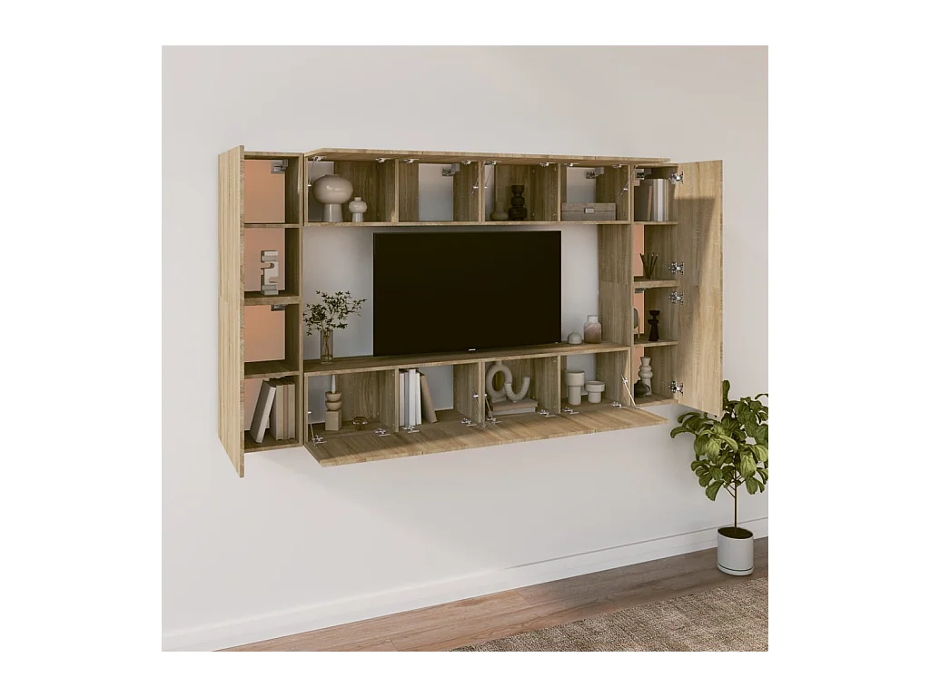 Ensemble de meubles TV 8 pcs Chêne sonoma Bois d'ingénierie BE99157