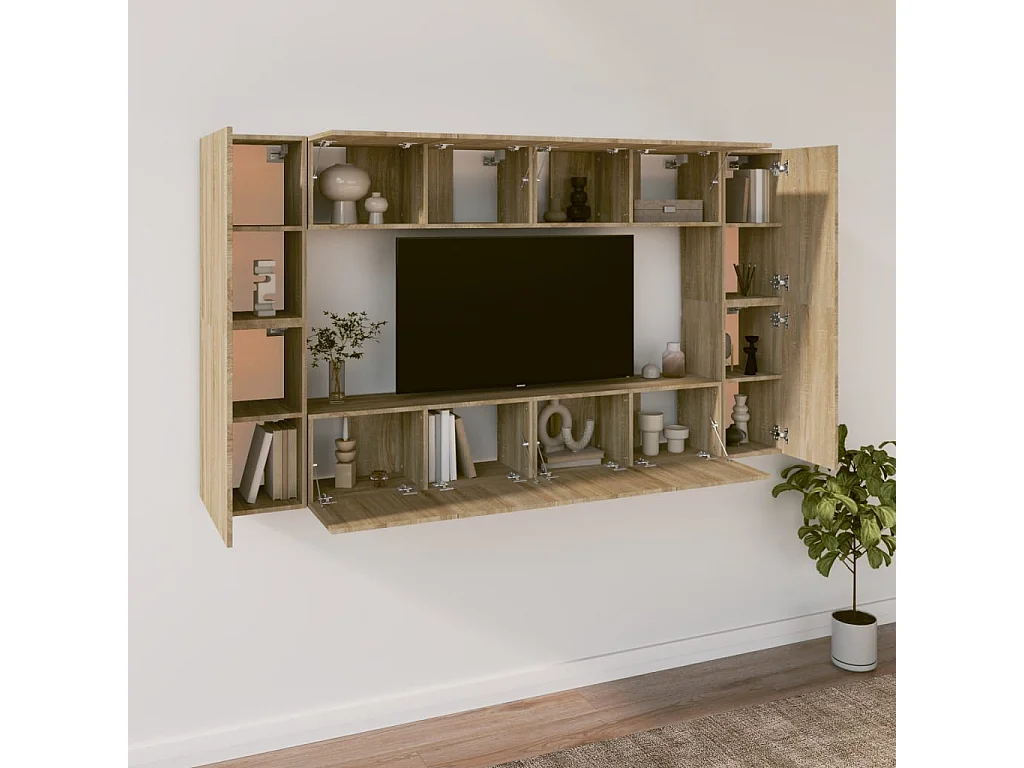 Ensemble de meubles TV 8 pcs Chêne sonoma Bois d'ingénierie BE99157