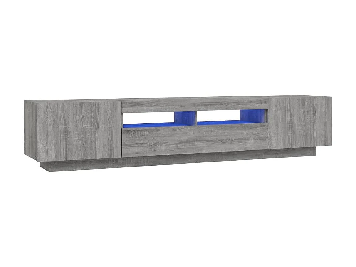 Conjunto móveis de TV 2 pcs c/ LEDs madeira cinzento-claro PT157196