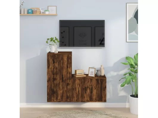 Kauf Unique 2-tlg. TV-Schrank-Set,TV-Möbel Räuchereiche Holzwerkstoff -gkd795666