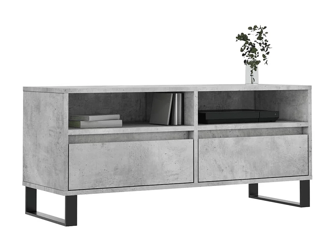 Meuble TV BEis béton 100x34,5x44,5 cm bois d'ingénierie BE98228