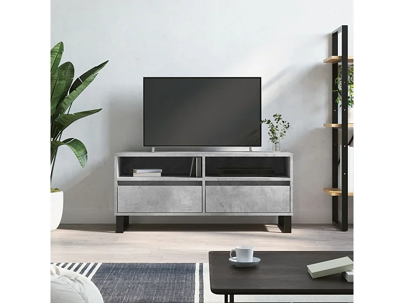 Mueble de TV madera contrachapada gris hormigón 100x34,5x44,5cm ES40780