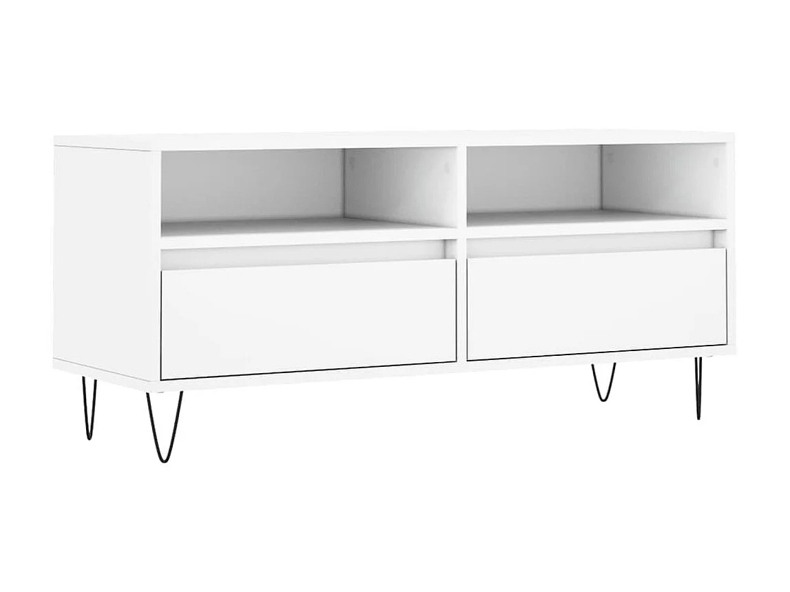 Meuble TV blanc 100x34,5x44,5 cm bois d'ingénierie BE59111