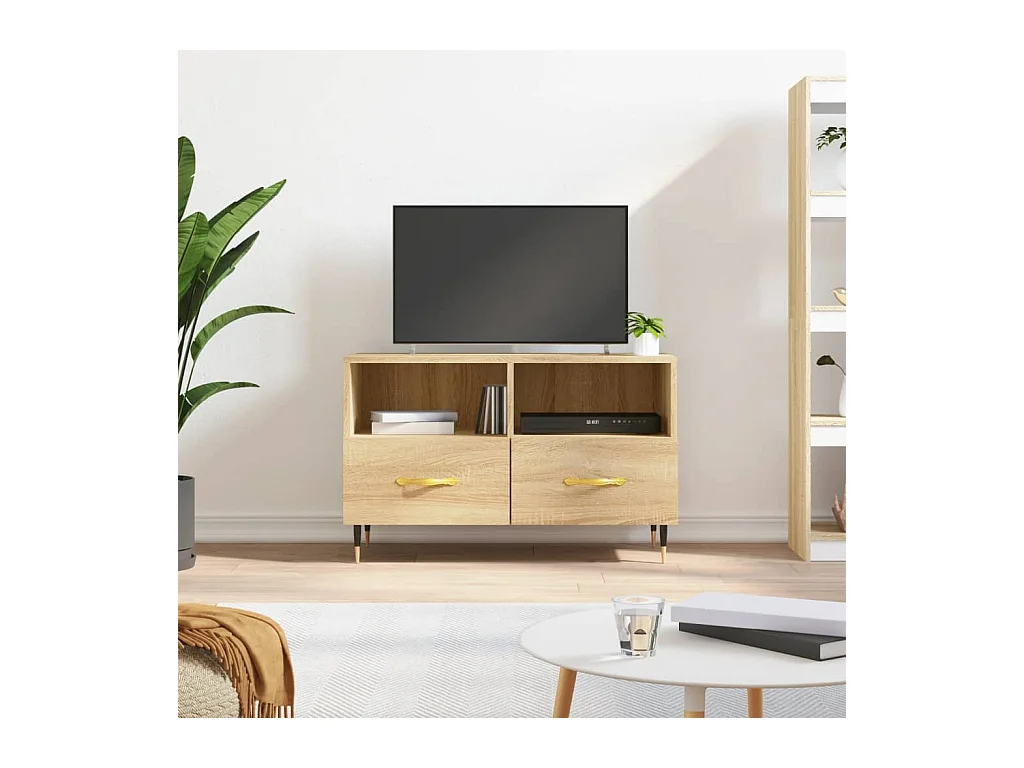 Meuble TV Chêne sonoma 80x36x50 cm Bois d'ingénierie BE19406