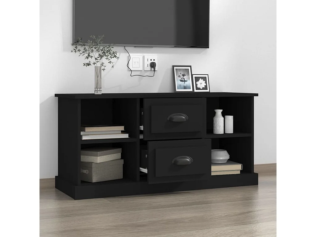 Meuble TV Noir 99,5x35,5x48 cm bois d'ingénierie BE62401