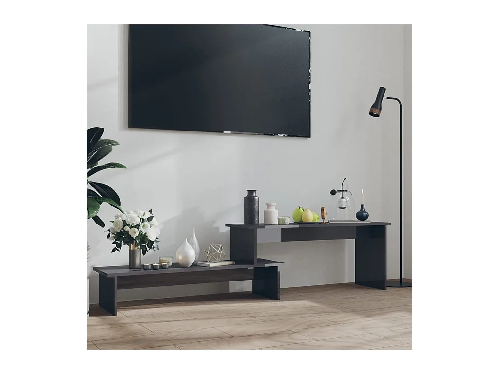Meuble TV Gris brillant 180x30x43 cm Aggloméré BE12964