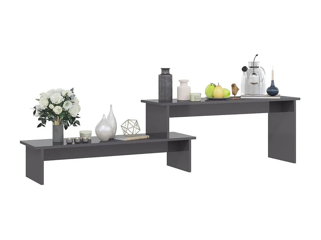 Meuble TV Gris brillant 180x30x43 cm Aggloméré BE12964