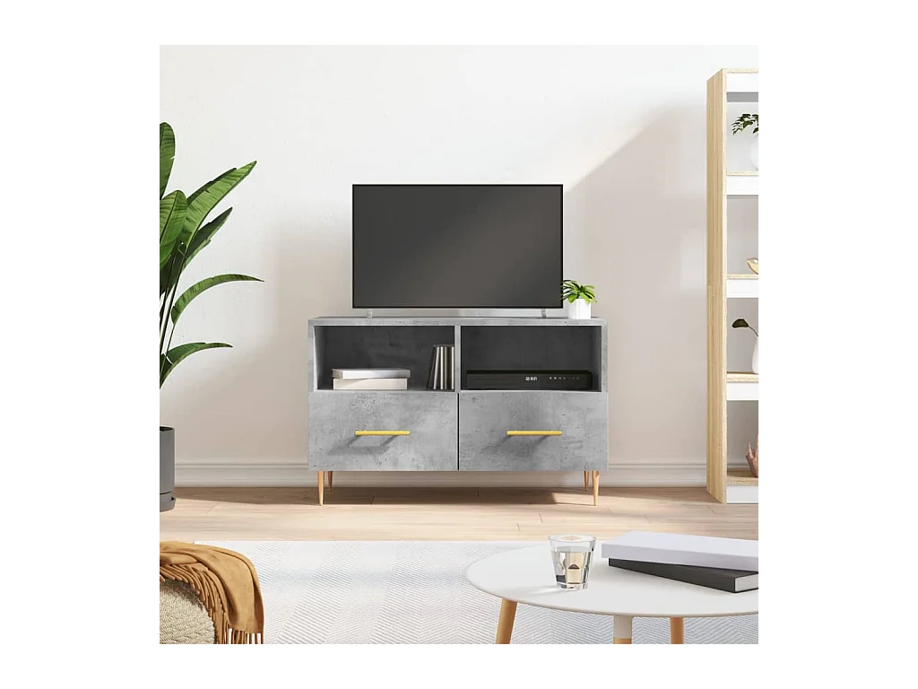 Meuble TV BEis béton 80x36x50 cm Bois d'ingénierie BE39545