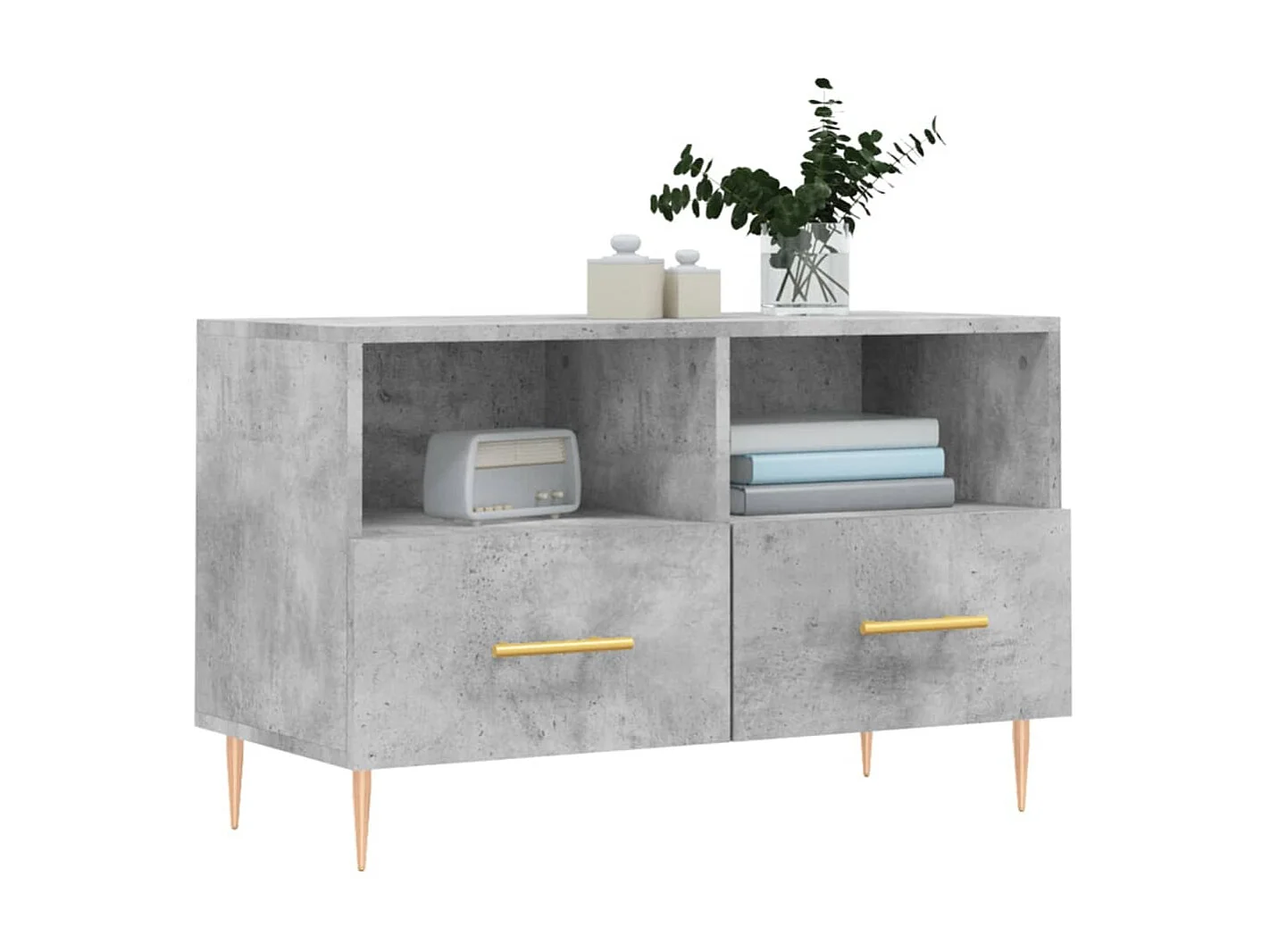 Meuble TV BEis béton 80x36x50 cm Bois d'ingénierie BE39545