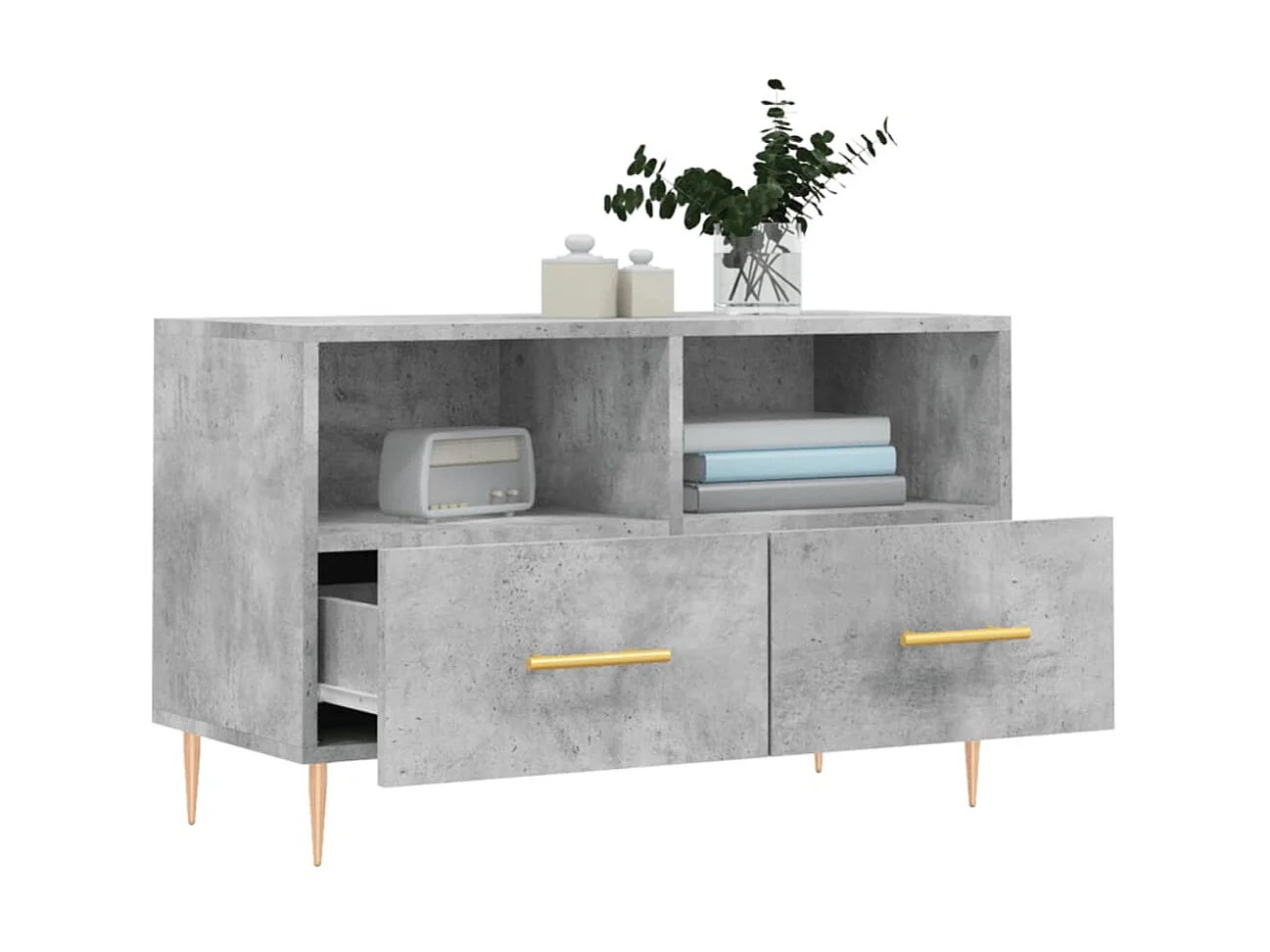 Meuble TV BEis béton 80x36x50 cm Bois d'ingénierie BE39545