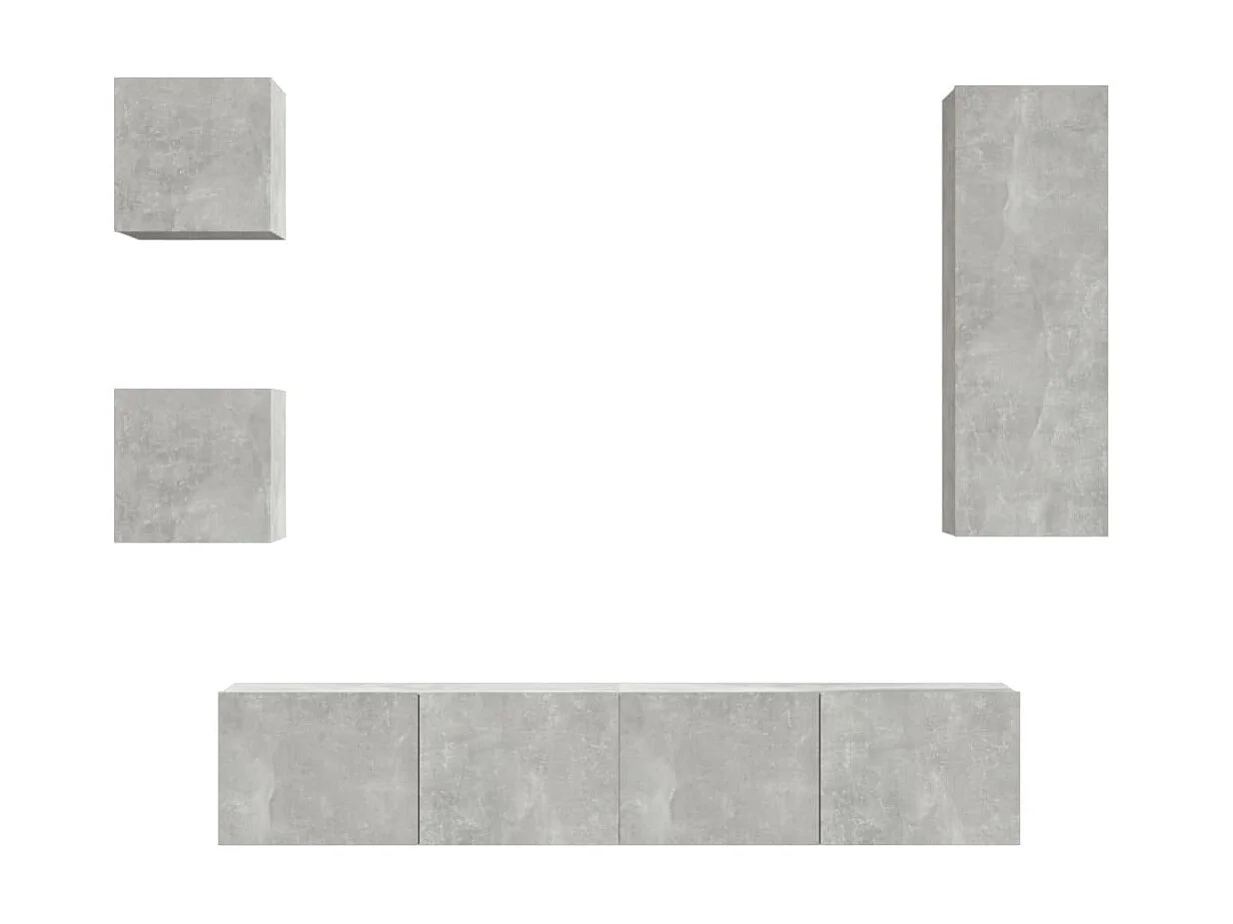 Meubles TV 5 pcs BEis béton Bois d'ingénierie BE28894