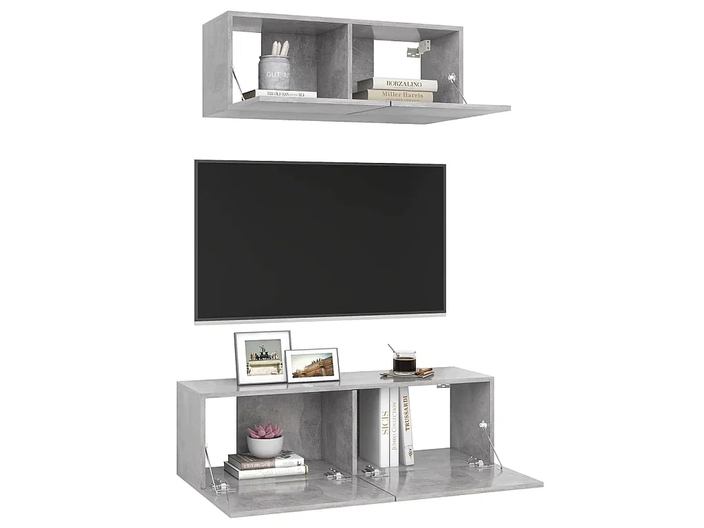 2-delige Tv-meubelset bewerkt hout betongrijs NL320033