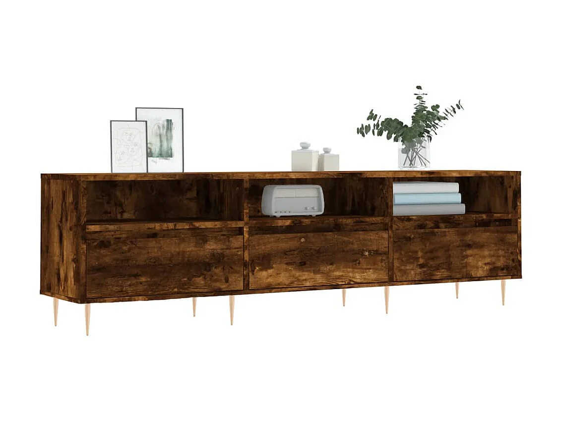 Mueble de TV madera contrachapada roble ahumado 150x30x44,5 cm ES92859