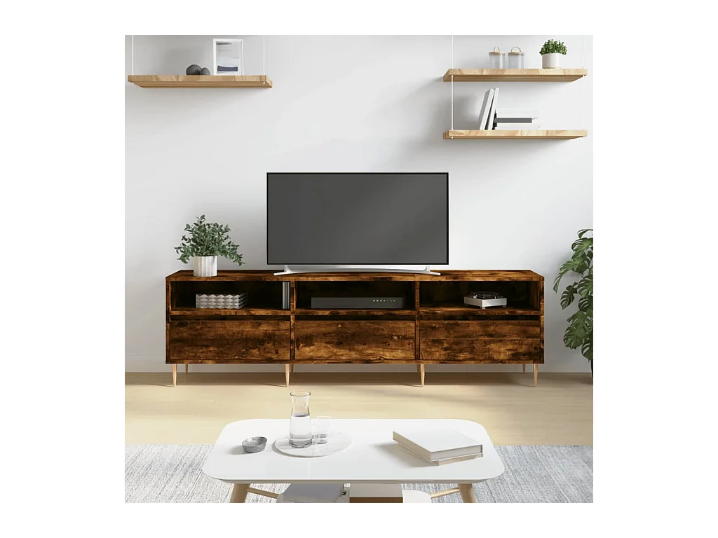 Meuble TV chêne fumé 150x30x44,5 cm bois d'ingénierie BE66347