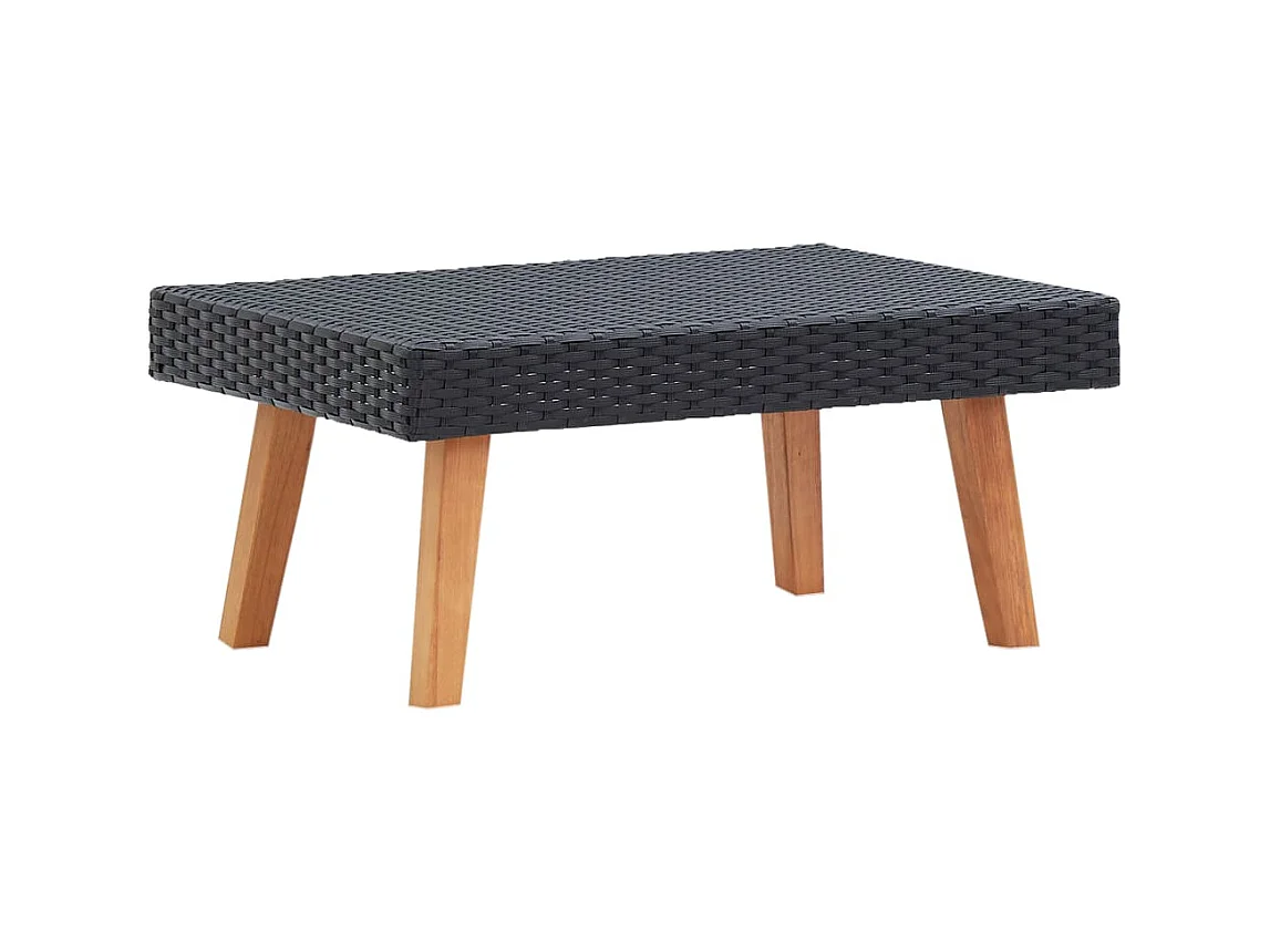 Table basse de jardin Résine tressée Noir OFR86123 BonneVie Meuble