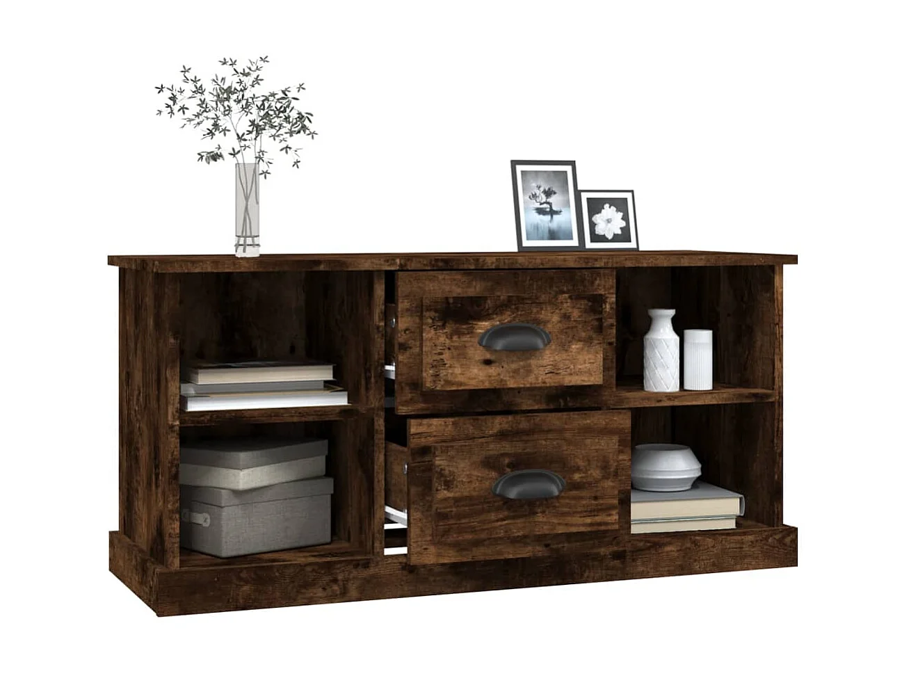 Meuble TV chêne fumé 99,5x35,5x48 cm bois d'ingénierie BE58042