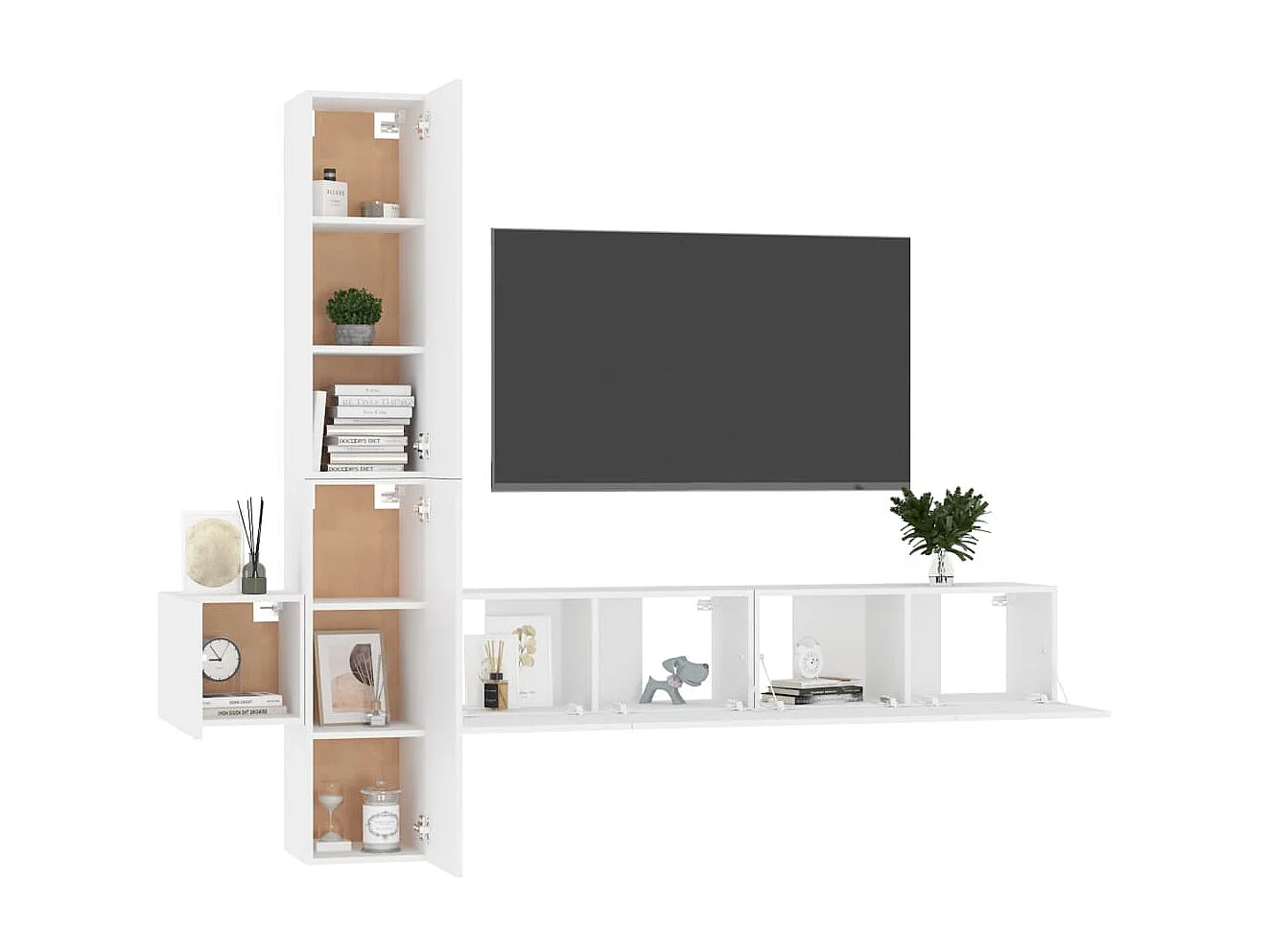 5-delige Tv-meubelset bewerkt hout wit NL369392