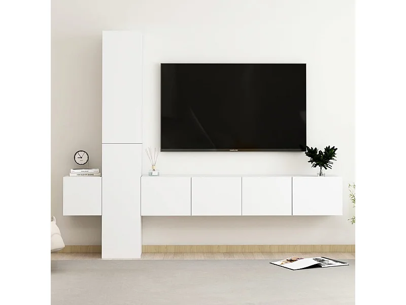 5-delige Tv-meubelset bewerkt hout wit NL369392