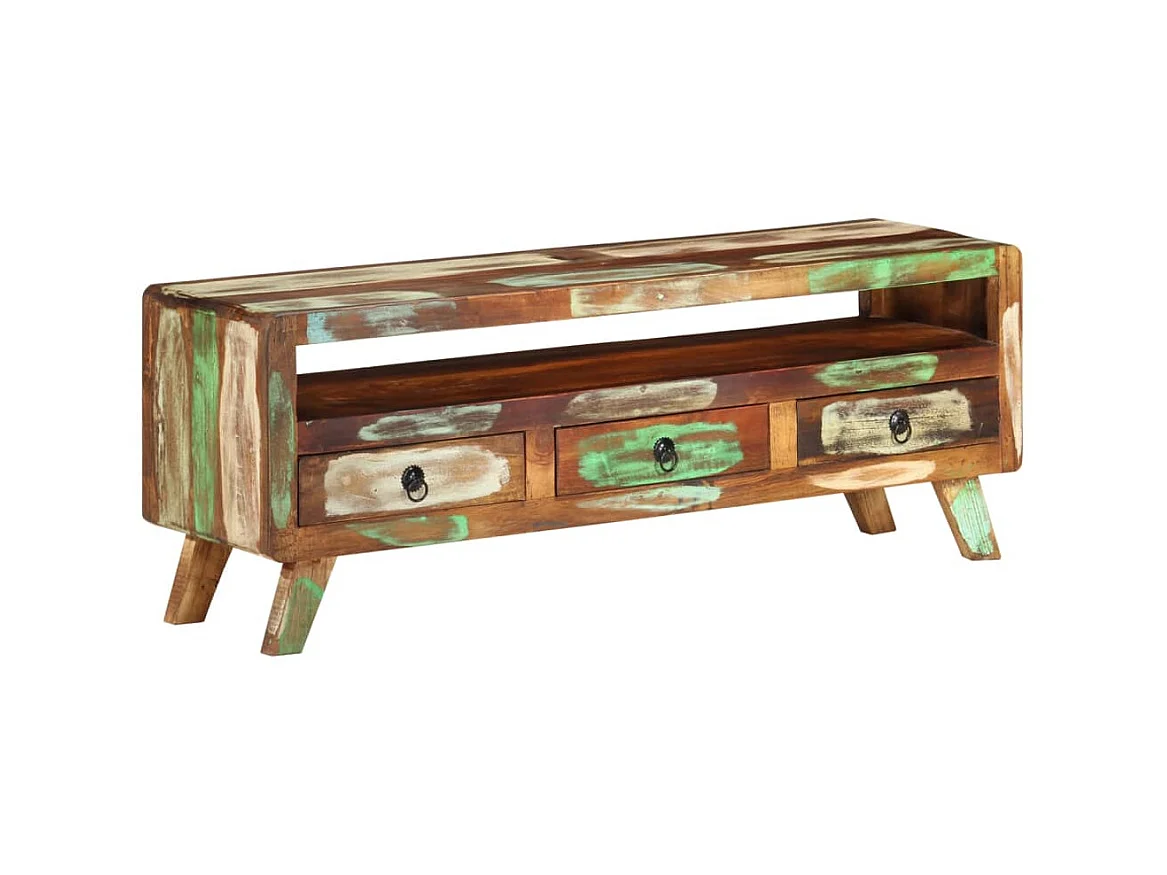 Meuble TV Multicolore 110x30x40 cm Bois massif de récupération BE72147