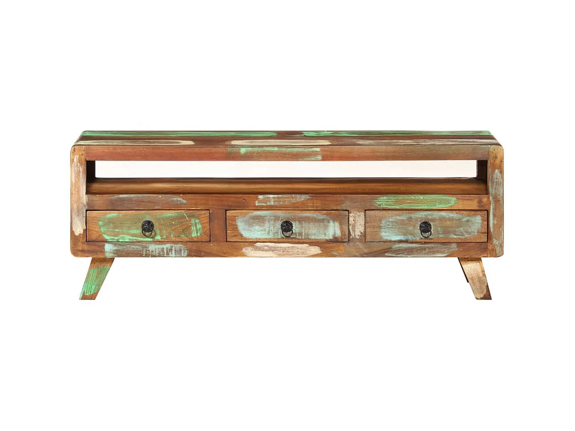 Mueble de TV madera maciza reciclada multicolor 110x30x40 cm ES60647