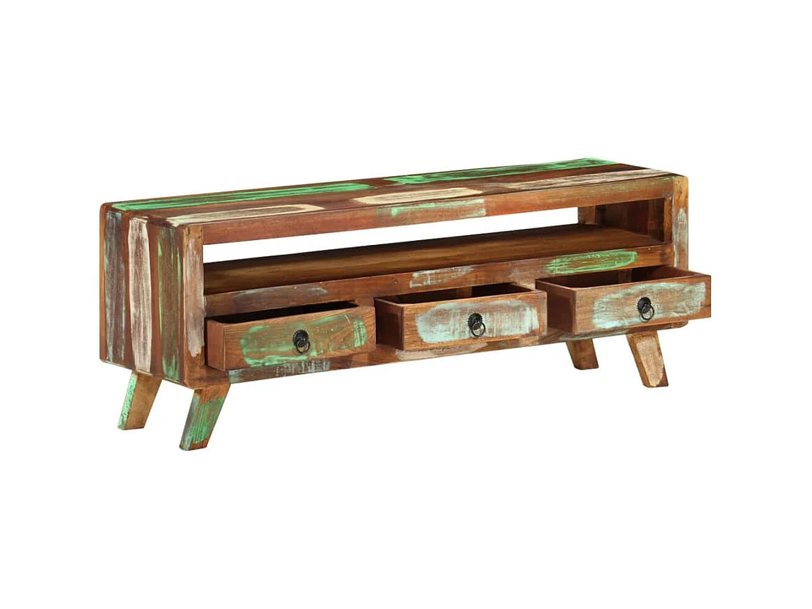 Mueble de TV madera maciza reciclada multicolor 110x30x40 cm ES60647