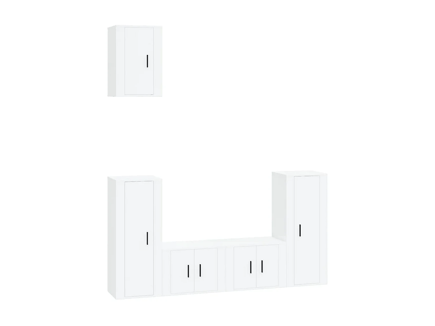 5-tlg. TV-Schrank-Set,TV-Möbel Hochglanz-Weiß Holzwerkstoff -gkd350097