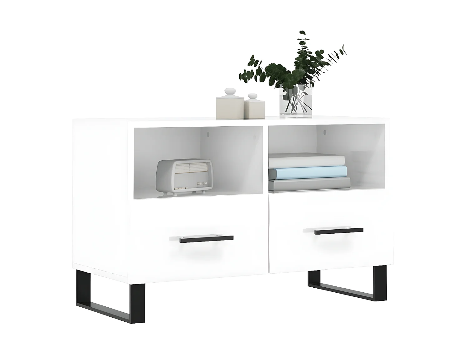 TV-Schrank,TV-Möbel Hochglanz-Weiß 80x36x50 cm Holzwerkstoff -gkd663307