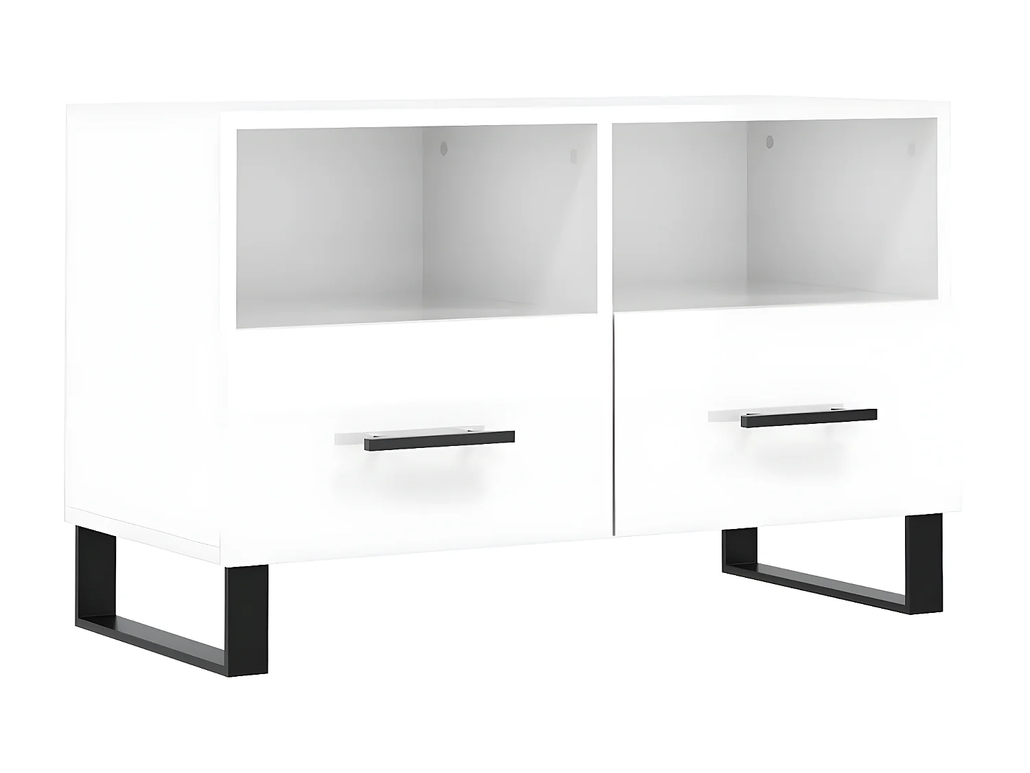 Meuble TV Blanc brillant 80x36x50 cm Bois d'ingénierie BE24566