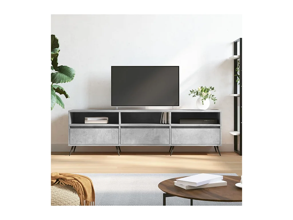 Tv-meubel 150x30x44,5 cm bewerkt hout betongrijs NL234197