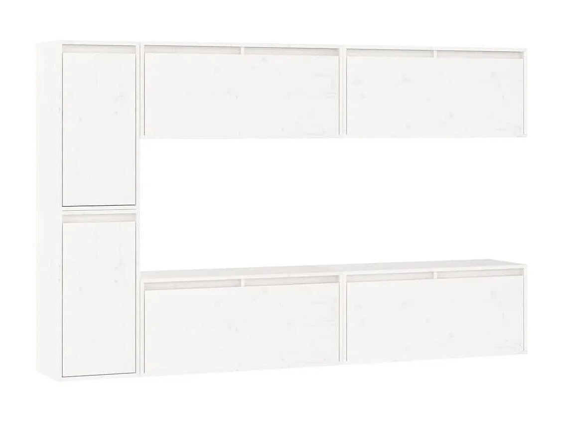 Muebles para TV 6 piezas madera maciza de pino blanco ES40538