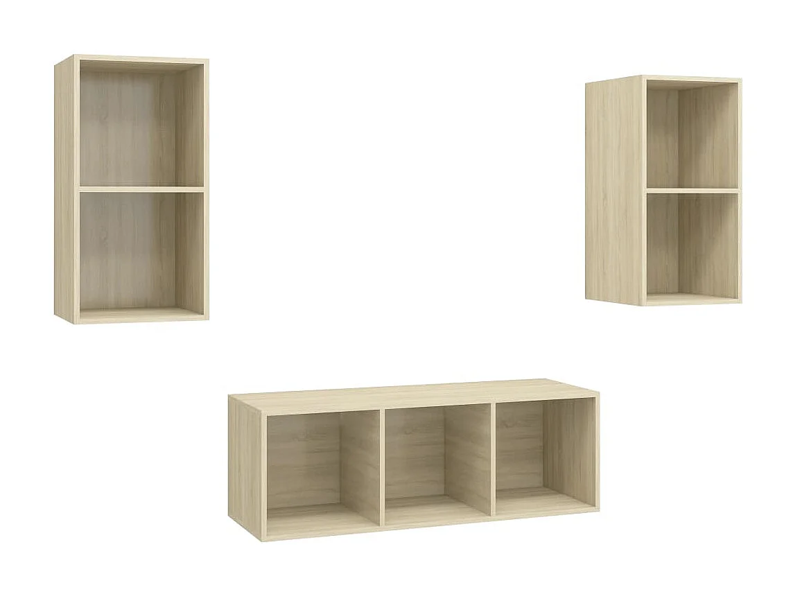 3-delige Tv-meubelset bewerkt hout sonoma eikenkleurig NL30292