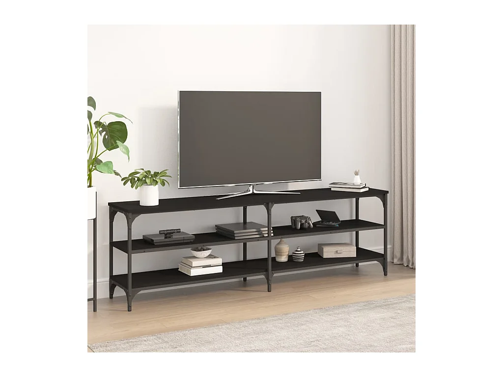 Tv-meubel 160x30x50 cm bewerkt hout zwart NL342256