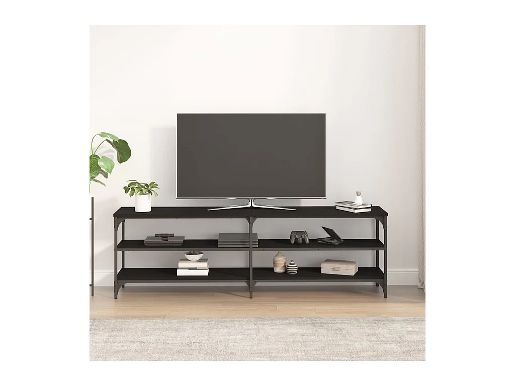 Tv-meubel 160x30x50 cm bewerkt hout zwart NL342256
