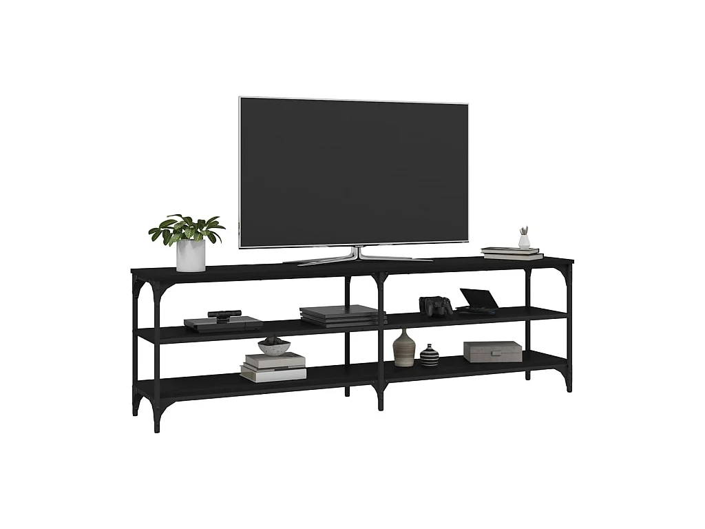 Tv-meubel 160x30x50 cm bewerkt hout zwart NL342256