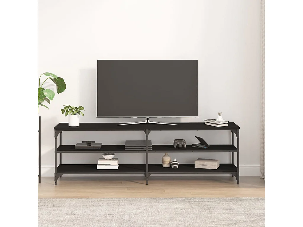 Meuble TV Noir 160x30x50 cm bois d'ingénierie BE74138