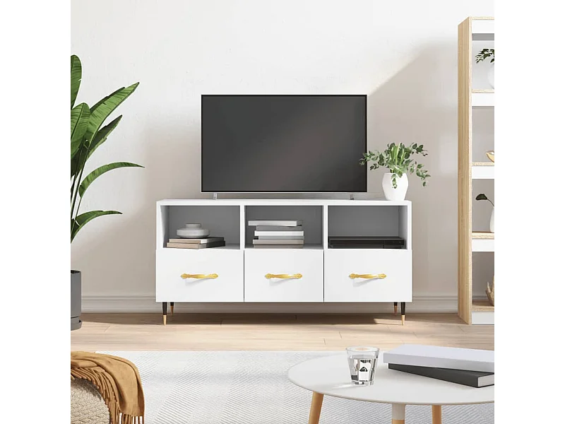 Mueble de TV madera de ingeniería blanco 102x36x50 cm ES20866