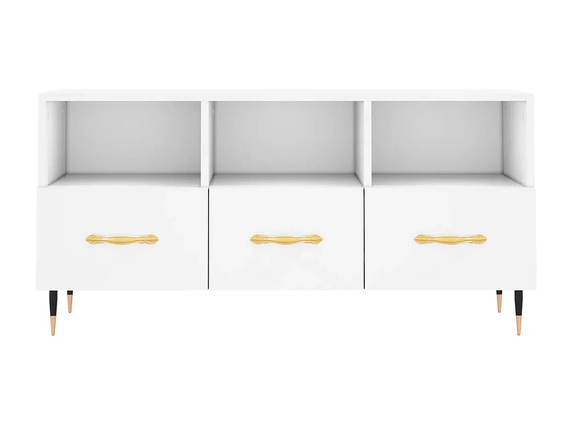 Meuble TV blanc 102x36x50 cm bois d'ingénierie BE18726