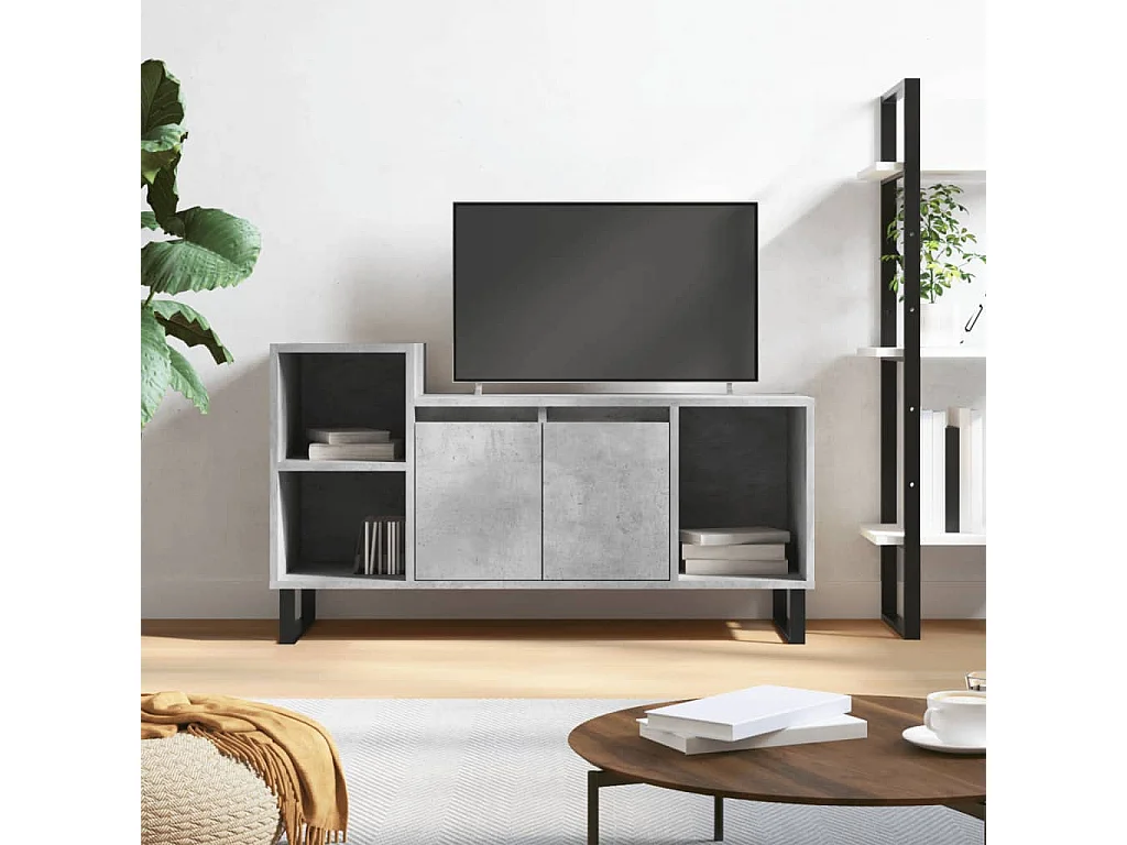 Meuble TV Gris béton 100x35x55 cm Bois d'ingénierie BE6688