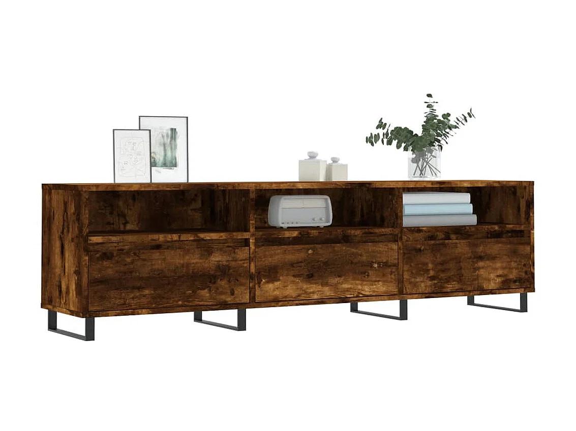 Mueble de TV madera contrachapada roble ahumado 150x30x44,5 cm ES26419